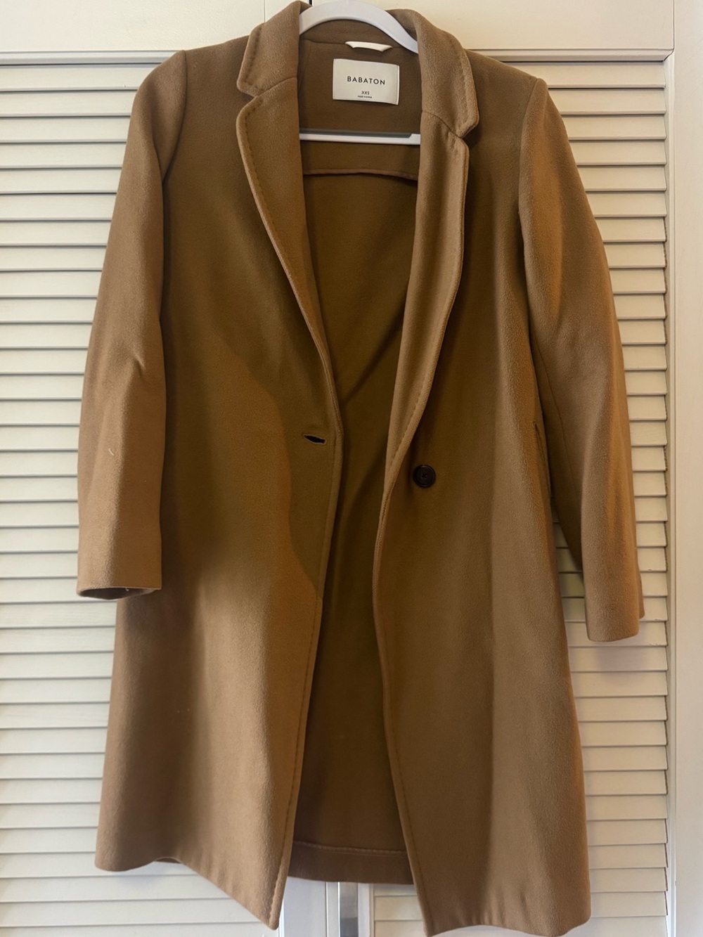 Babaton Camel Single-Breasted Wool Coat